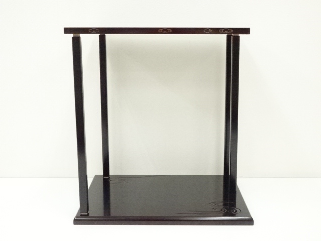 茶道具 裏千家流 鵬雲斎好 山雲棚 真塗 木製溜塗 絵柄 組立式★ 茶道具 山雲棚 茶道具 裏千家流 鵬雲斎好 山雲棚 真塗